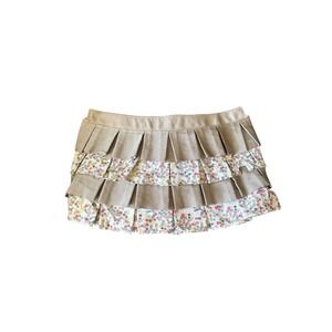 Thirty-One Changeable Purse Skirt Ruffle Floral Tan Pleated Cover 15" x 9"